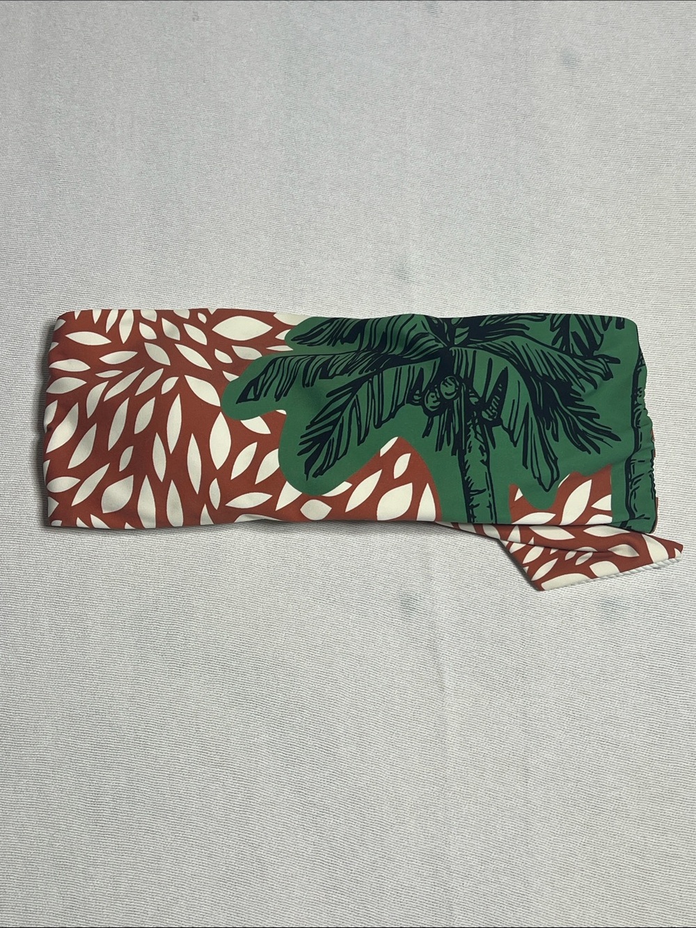 ANTONIO MELANI Green & Rust Palm Print Bandeau Bikini Top